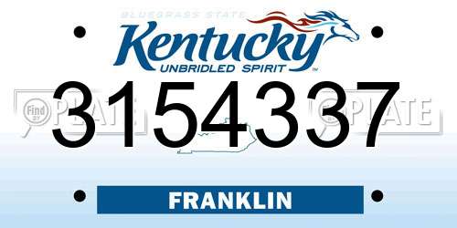 3154337 Kentucky License Plate