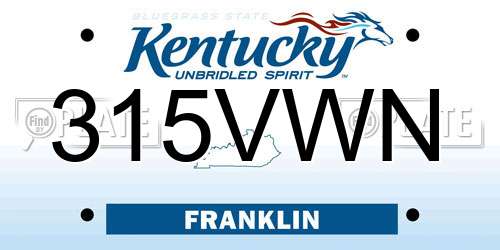 315VWN Kentucky License Plate