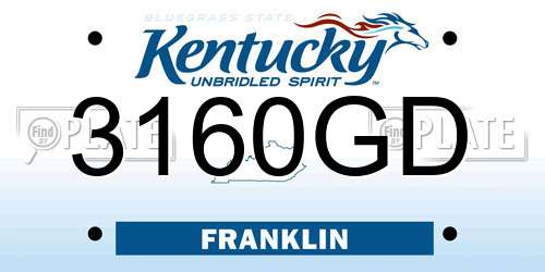 3160GD Kentucky License Plate