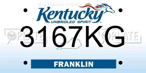 3167KG Kentucky License Plate