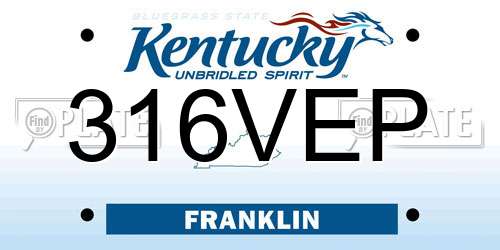 316VEP Kentucky License Plate