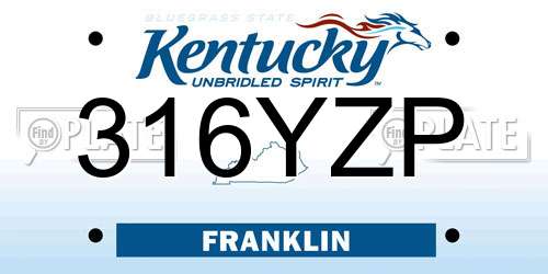 316YZP Kentucky License Plate