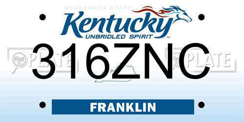 316ZNC Kentucky License Plate