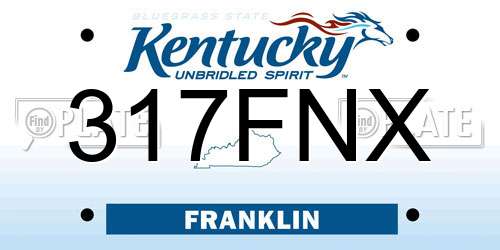 317FNX Kentucky License Plate