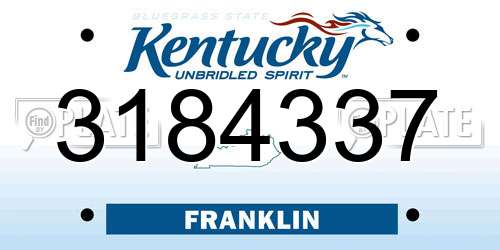 3184337 Kentucky License Plate