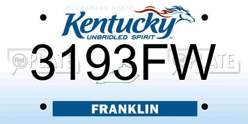 3193FW Kentucky License Plate