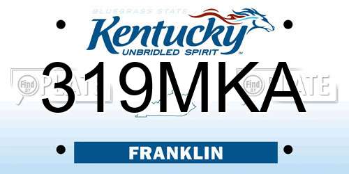 319MKA Kentucky License Plate
