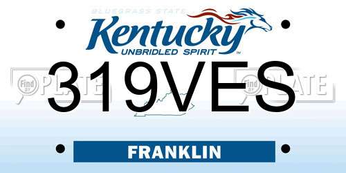 319VES Kentucky License Plate