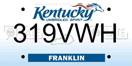 319VWH Kentucky License Plate