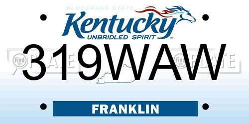 319WAW Kentucky License Plate
