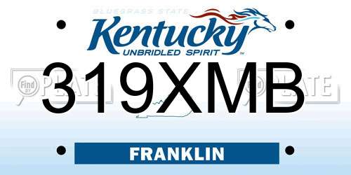 319XMB Kentucky License Plate