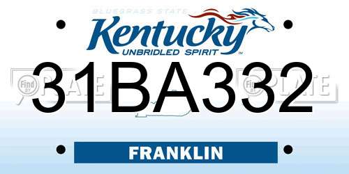 31BA332 Kentucky License Plate