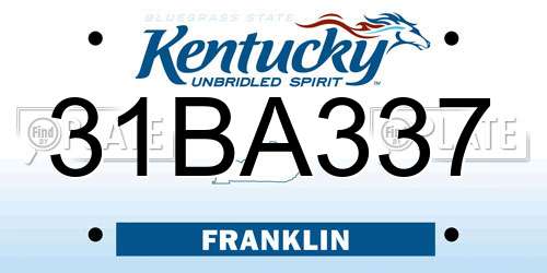 31BA337 Kentucky License Plate