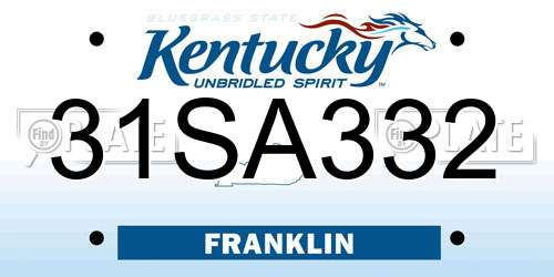 31SA332 Kentucky License Plate