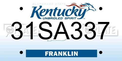 31SA337 Kentucky License Plate