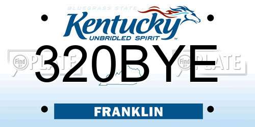320BYE Kentucky License Plate