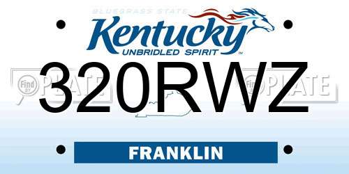 320RWZ Kentucky License Plate