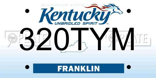 320TYM Kentucky License Plate