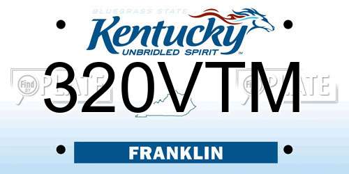 320VTM Kentucky License Plate