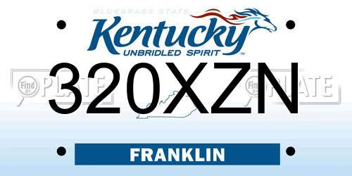 320XZN Kentucky License Plate