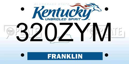320ZYM Kentucky License Plate