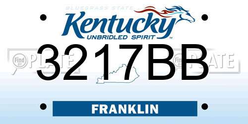 3217BB Kentucky License Plate