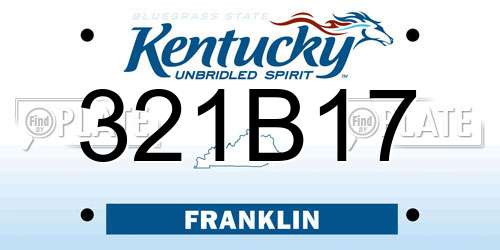 321B17 Kentucky License Plate