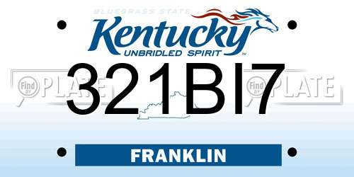 321BI7 Kentucky License Plate