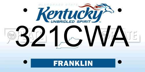 321CWA Kentucky License Plate