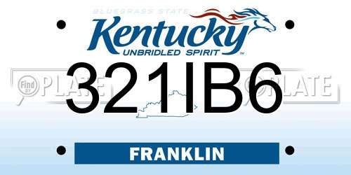 321IB6 Kentucky License Plate