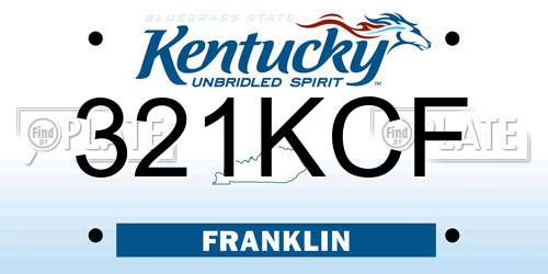 321KCF Kentucky License Plate