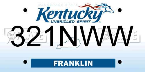 321NWW Kentucky License Plate