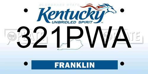 321PWA Kentucky License Plate