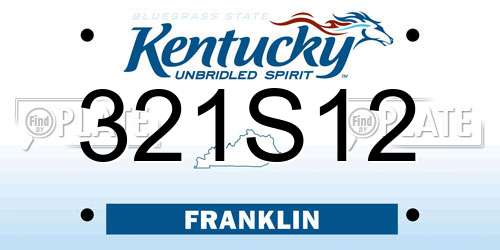 321S12 Kentucky License Plate