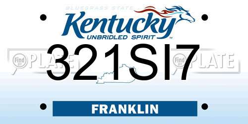 321SI7 Kentucky License Plate