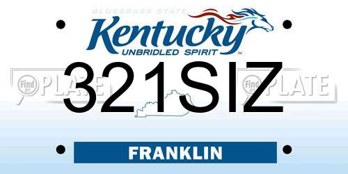 321SIZ Kentucky License Plate