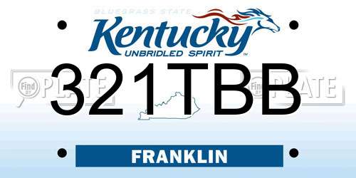 321TBB Kentucky License Plate
