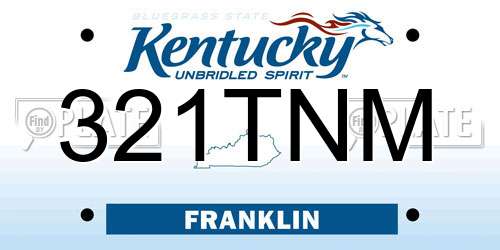 321TNM Kentucky License Plate