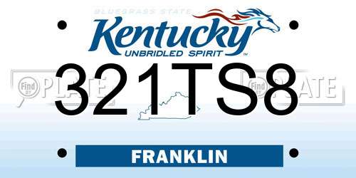 321TS8 Kentucky License Plate