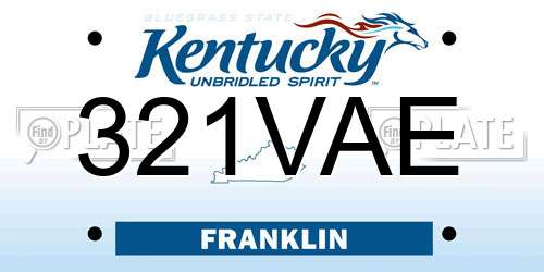 321VAE Kentucky License Plate