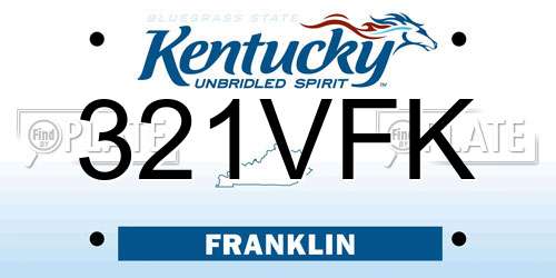 321VFK Kentucky License Plate