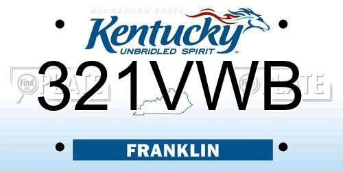 321VWB Kentucky License Plate