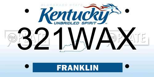 321WAX Kentucky License Plate