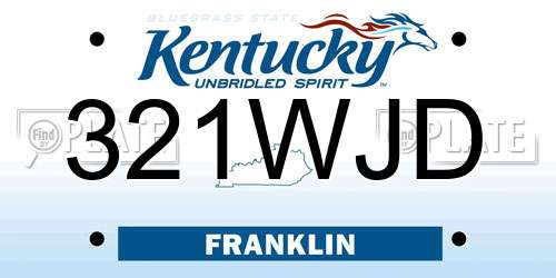 321WJD Kentucky License Plate