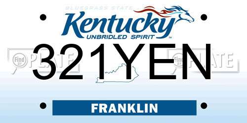 321YEN Kentucky License Plate