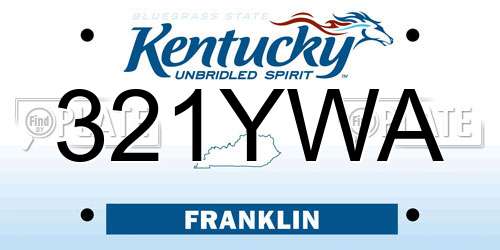 321YWA Kentucky License Plate