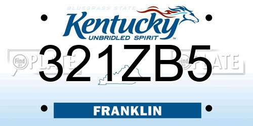 321ZB5 Kentucky License Plate