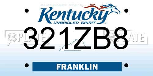 321ZB8 Kentucky License Plate