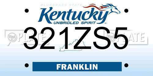 321ZS5 Kentucky License Plate