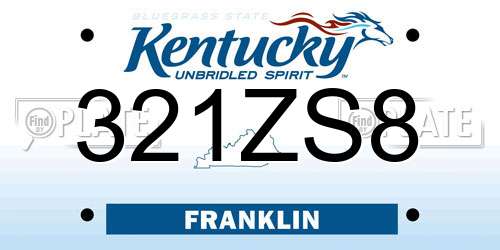 321ZS8 Kentucky License Plate